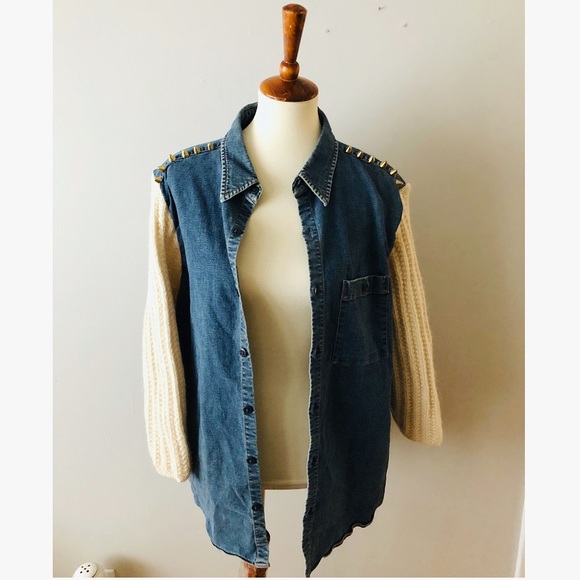 NWOT Rag Union/Urban Renewal Sweater Denim Jacket - Picture 3 of 8